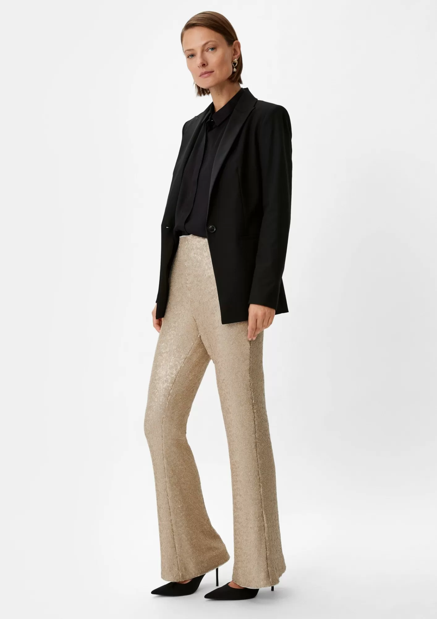 Store Comma Slim: Mesh-Hose Mit Pailletten
