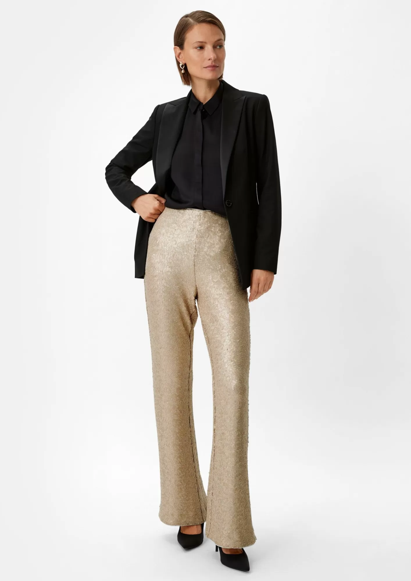 Store Comma Slim: Mesh-Hose Mit Pailletten