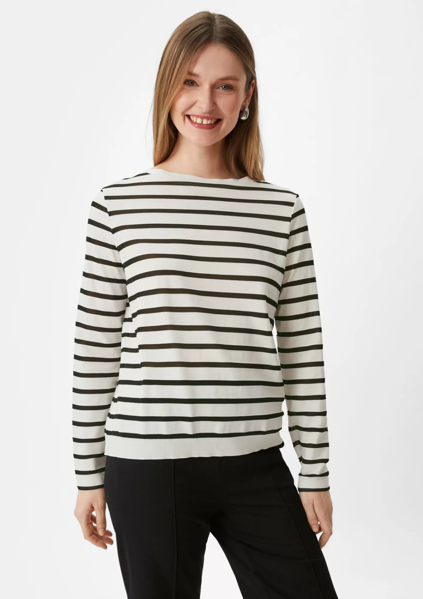 Sale Comma Streifenshirt Mit U-Boot-Ausschnitt