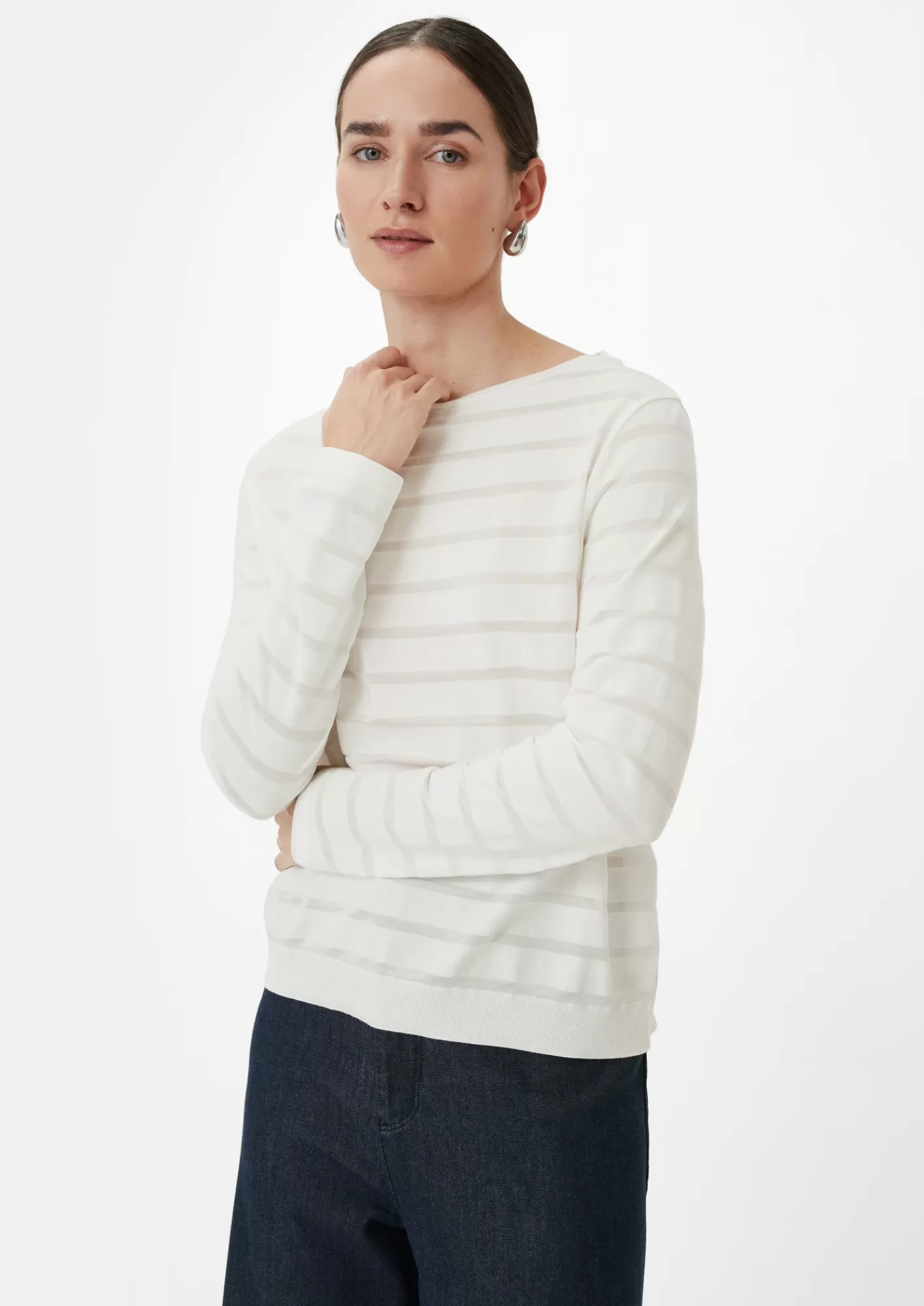 Best Sale Comma Streifenshirt Mit U-Boot-Ausschnitt