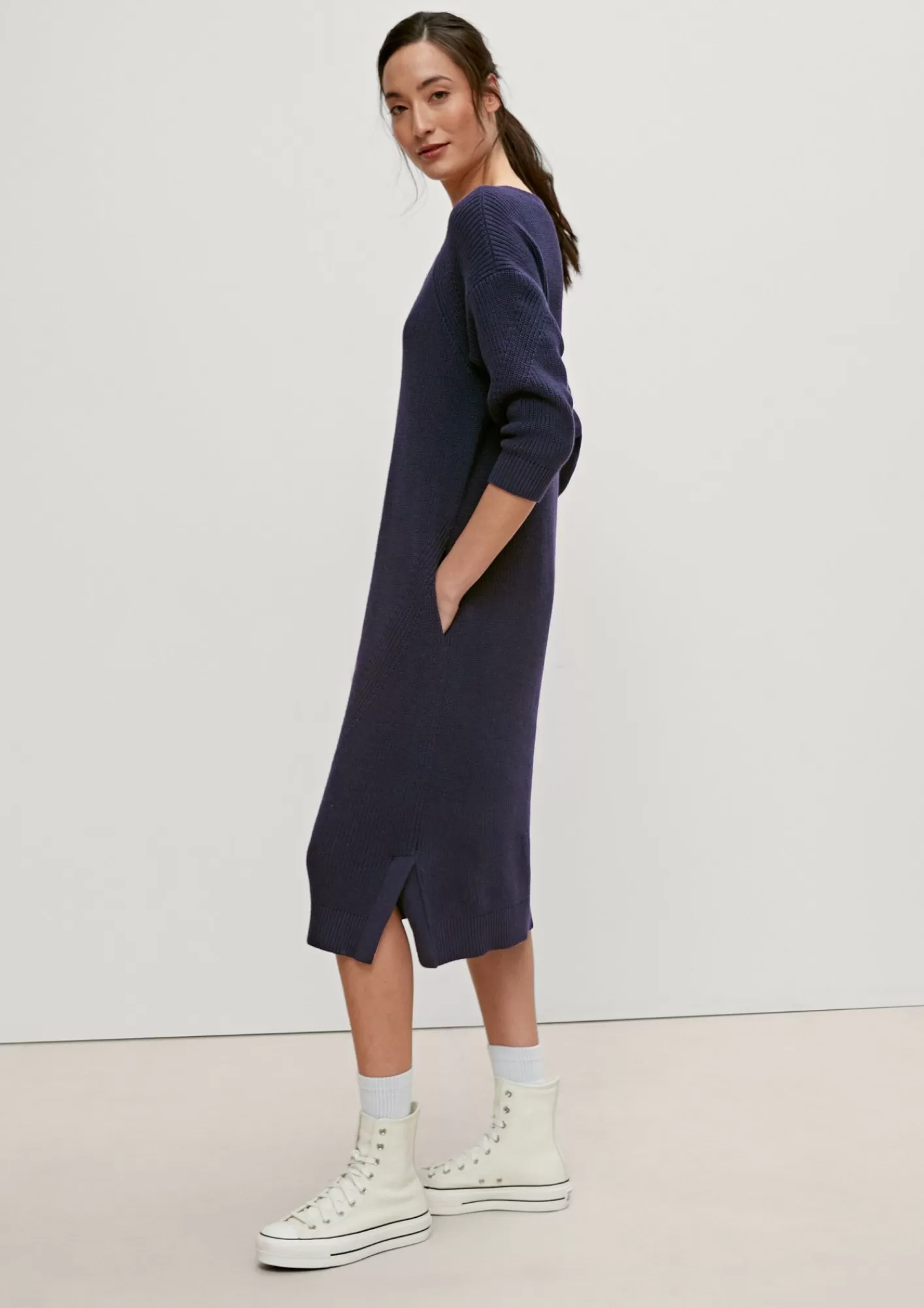 Cheap Comma Strickkleid Mit 3/4-Armeln