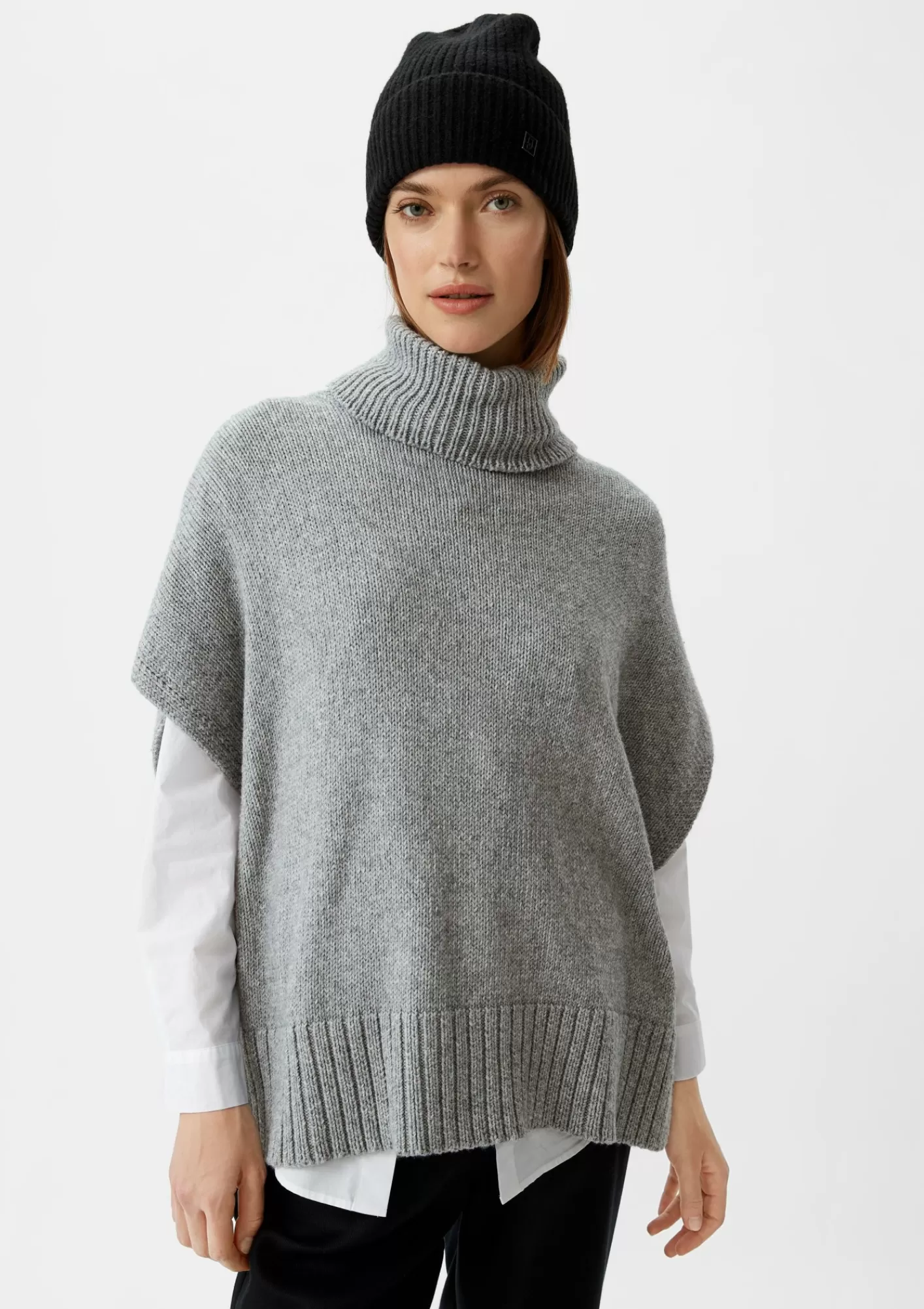 Cheap Comma Strickponcho Mit Rollkragen