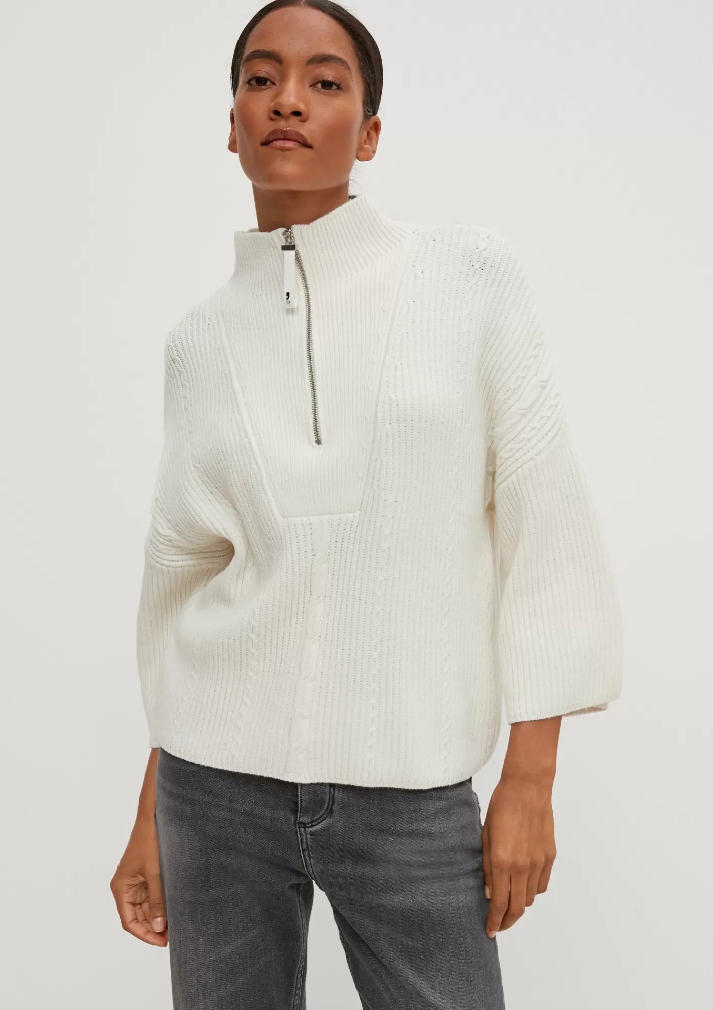 Best Comma Strickpullover Mit Troyer-Kragen