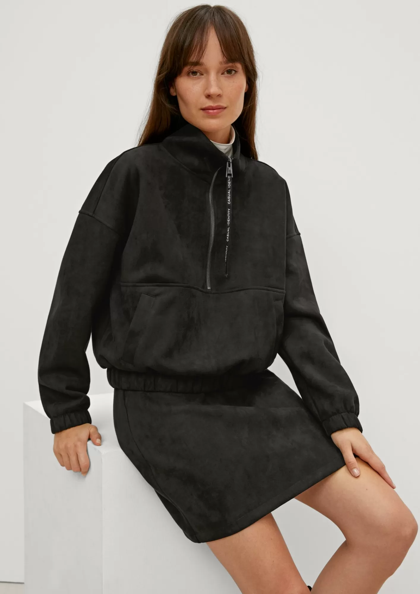 Hot Comma Sweatshirt Aus Veloursjersey