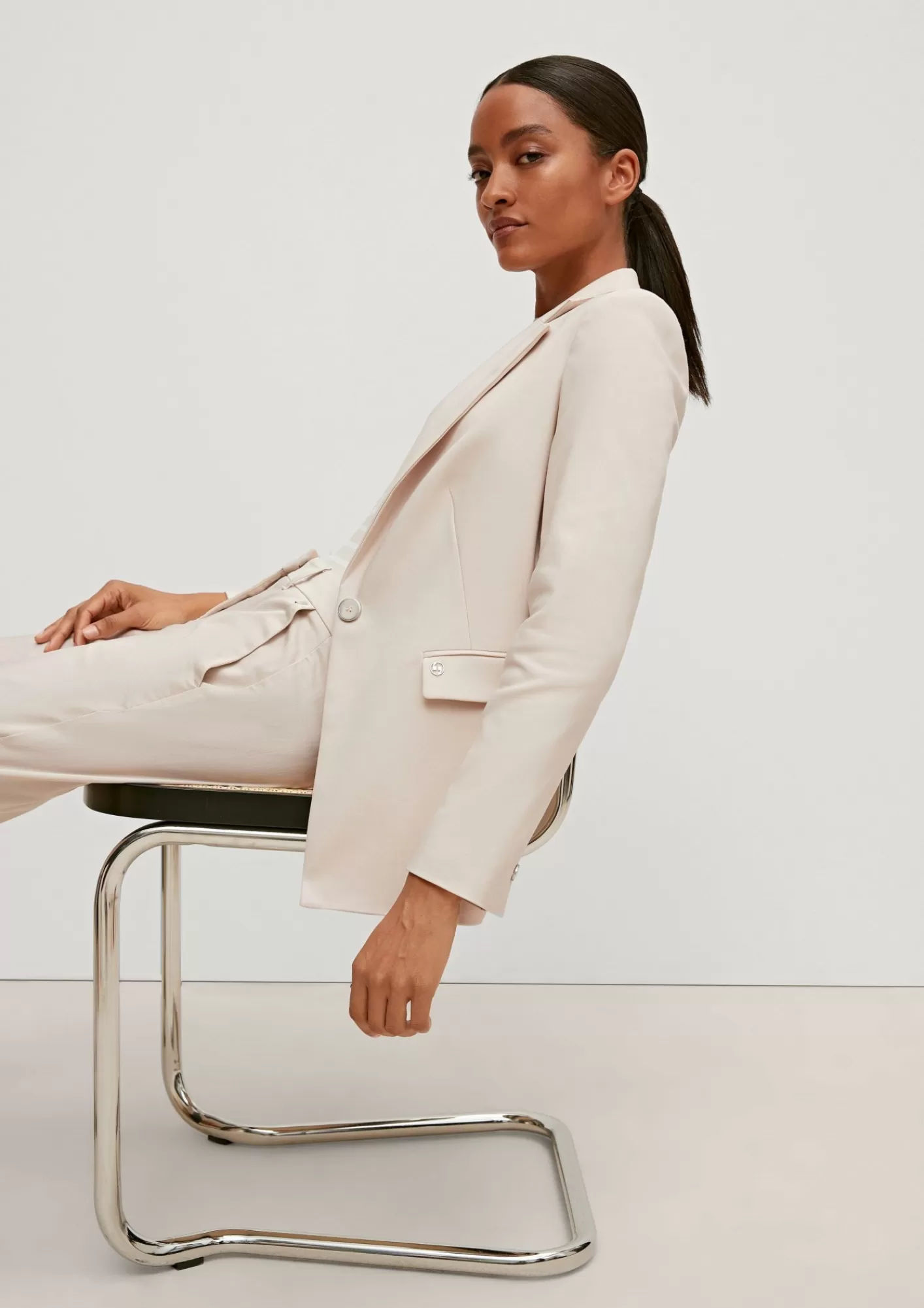 Outlet Comma Taillierter Blazer In Baumwollmix