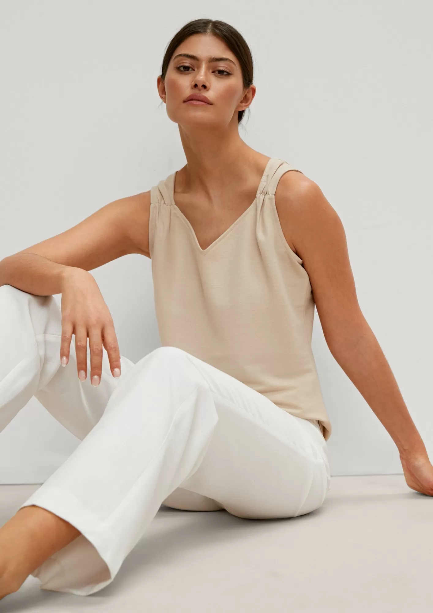 Fashion Comma Top Mit Gerafften Tragern