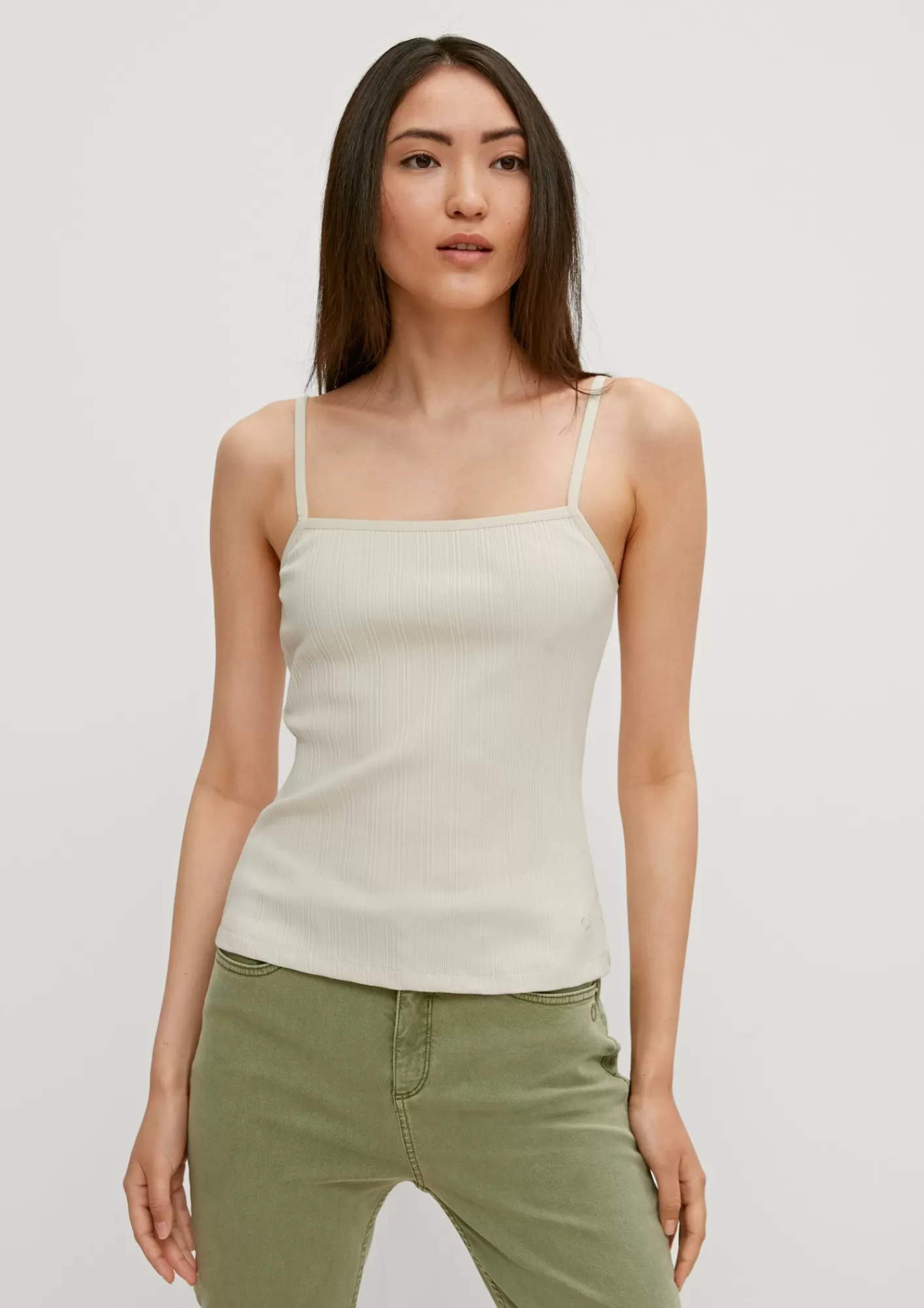 Fashion Comma Top Mit Rippstrick-Muster