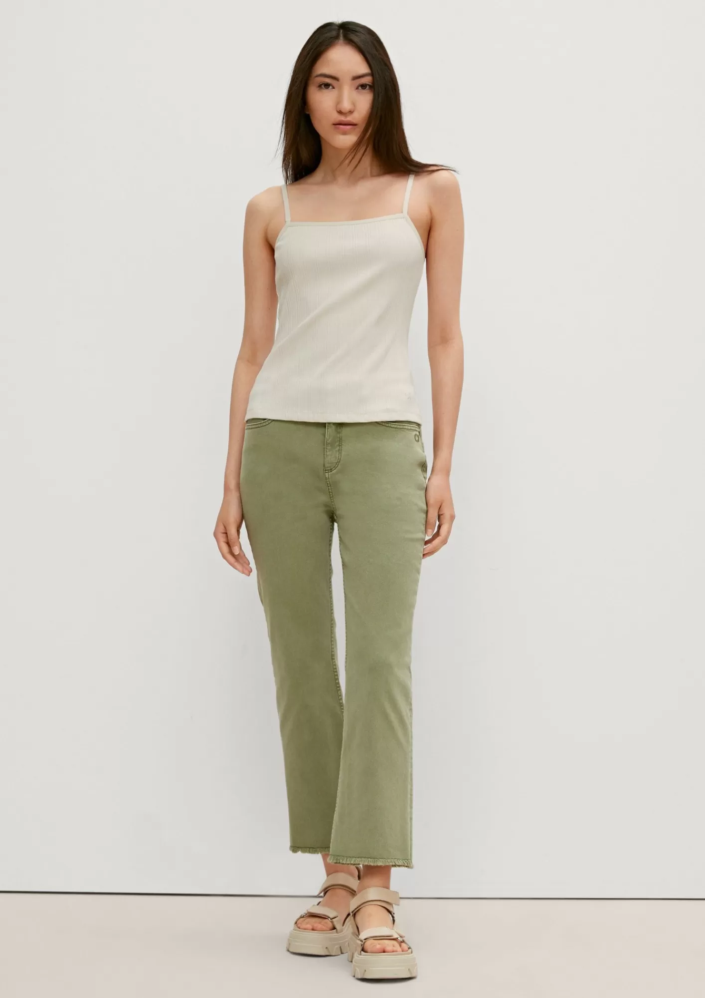 Fashion Comma Top Mit Rippstrick-Muster