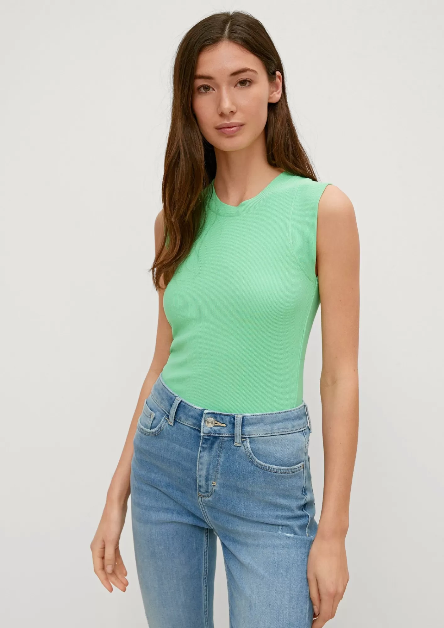 Outlet Comma Top Mit Rippstruktur