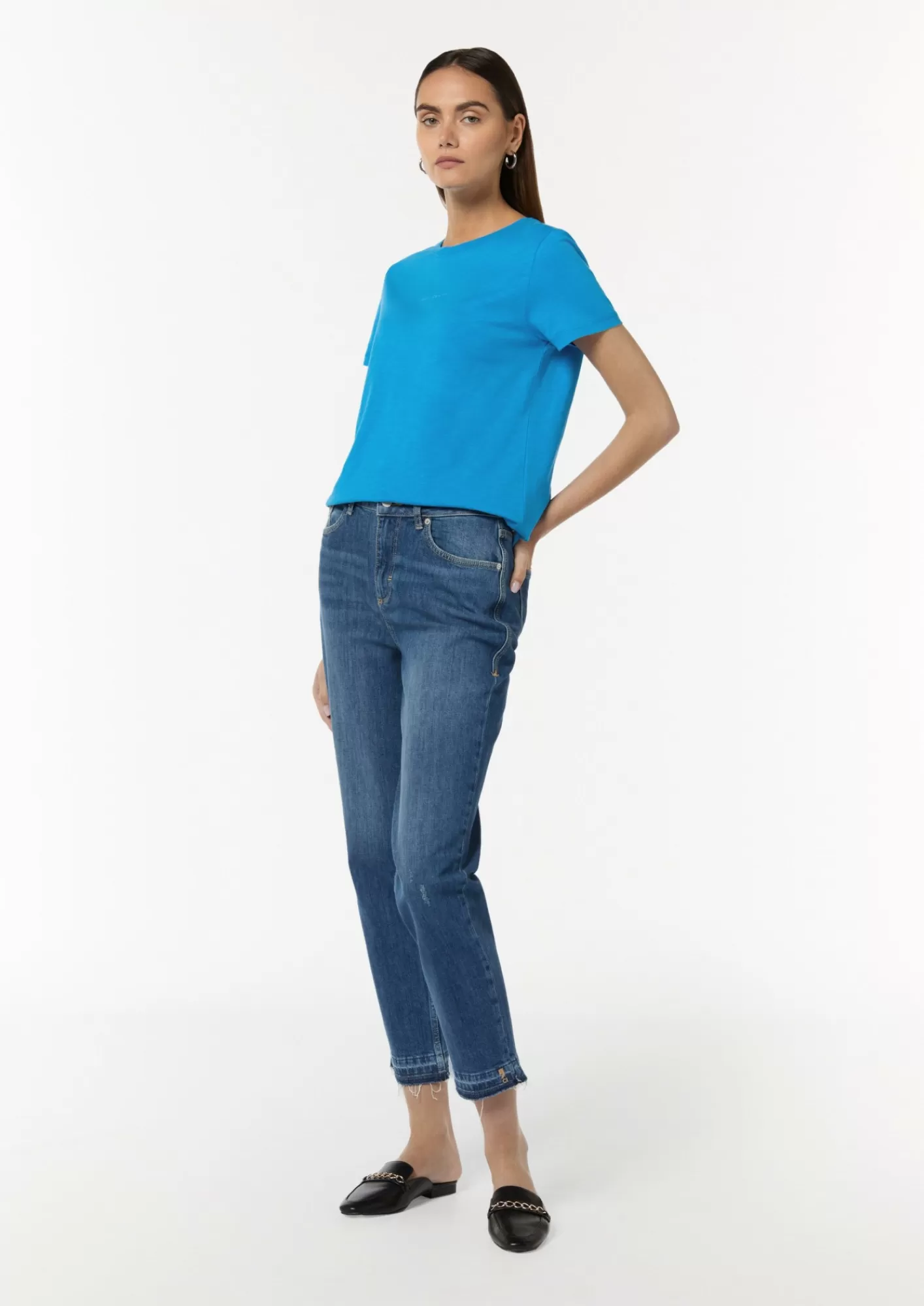 Online Comma T-Shirt Aus Baumwolle Mit Print-Detail