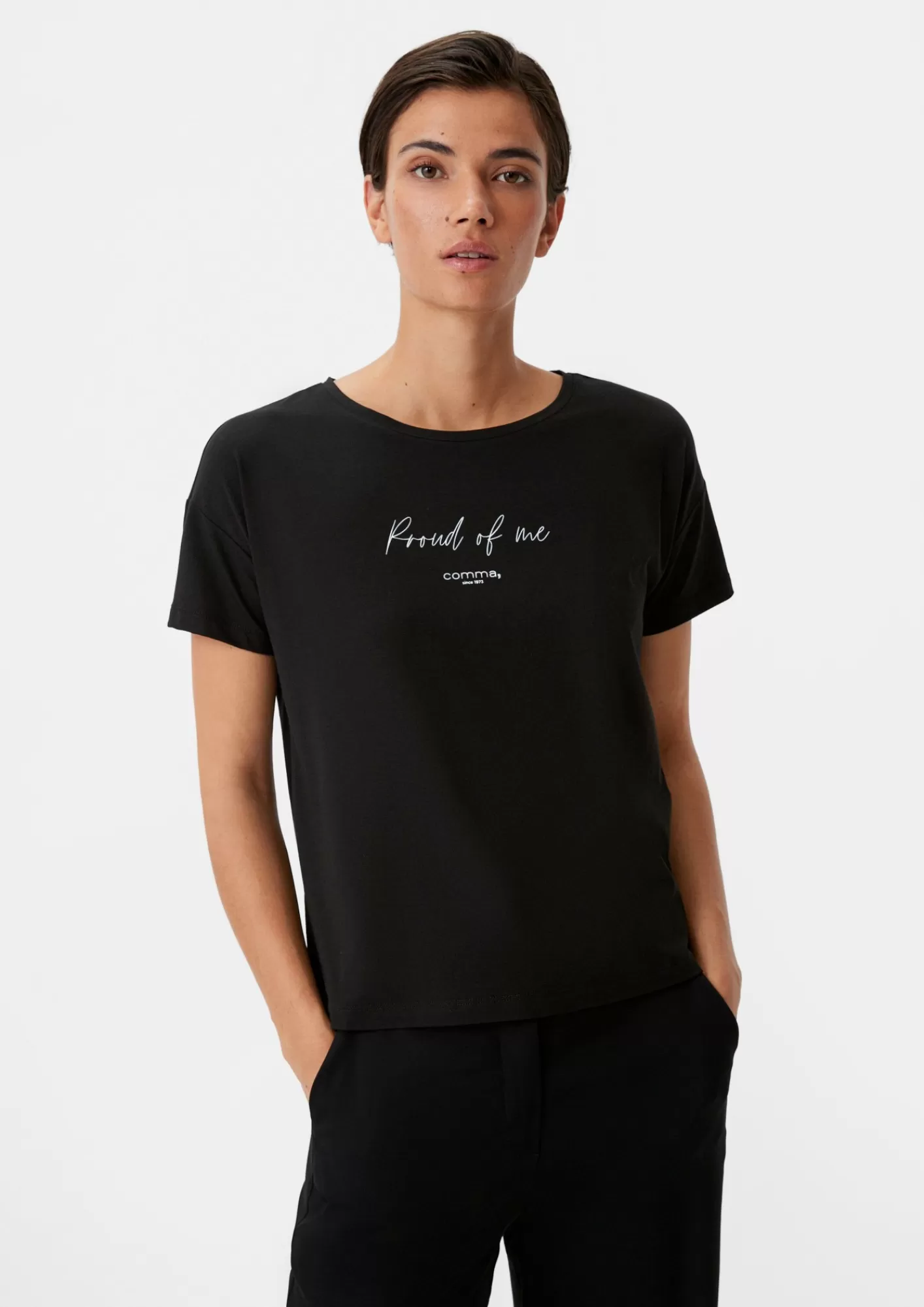 Sale Comma T-Shirt Aus Baumwollmix