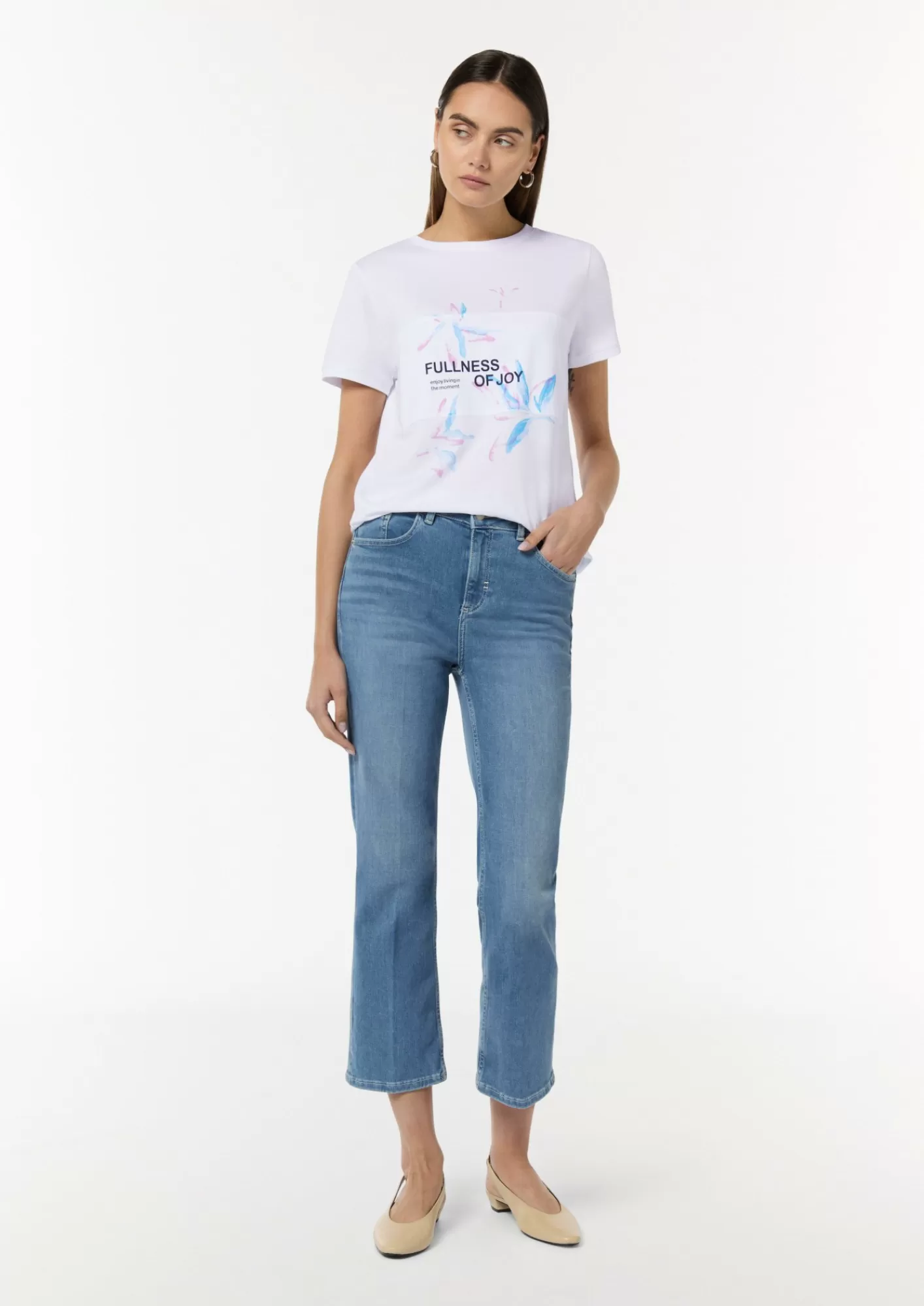 New Comma T-Shirt Aus Jersey Mit Frontprint