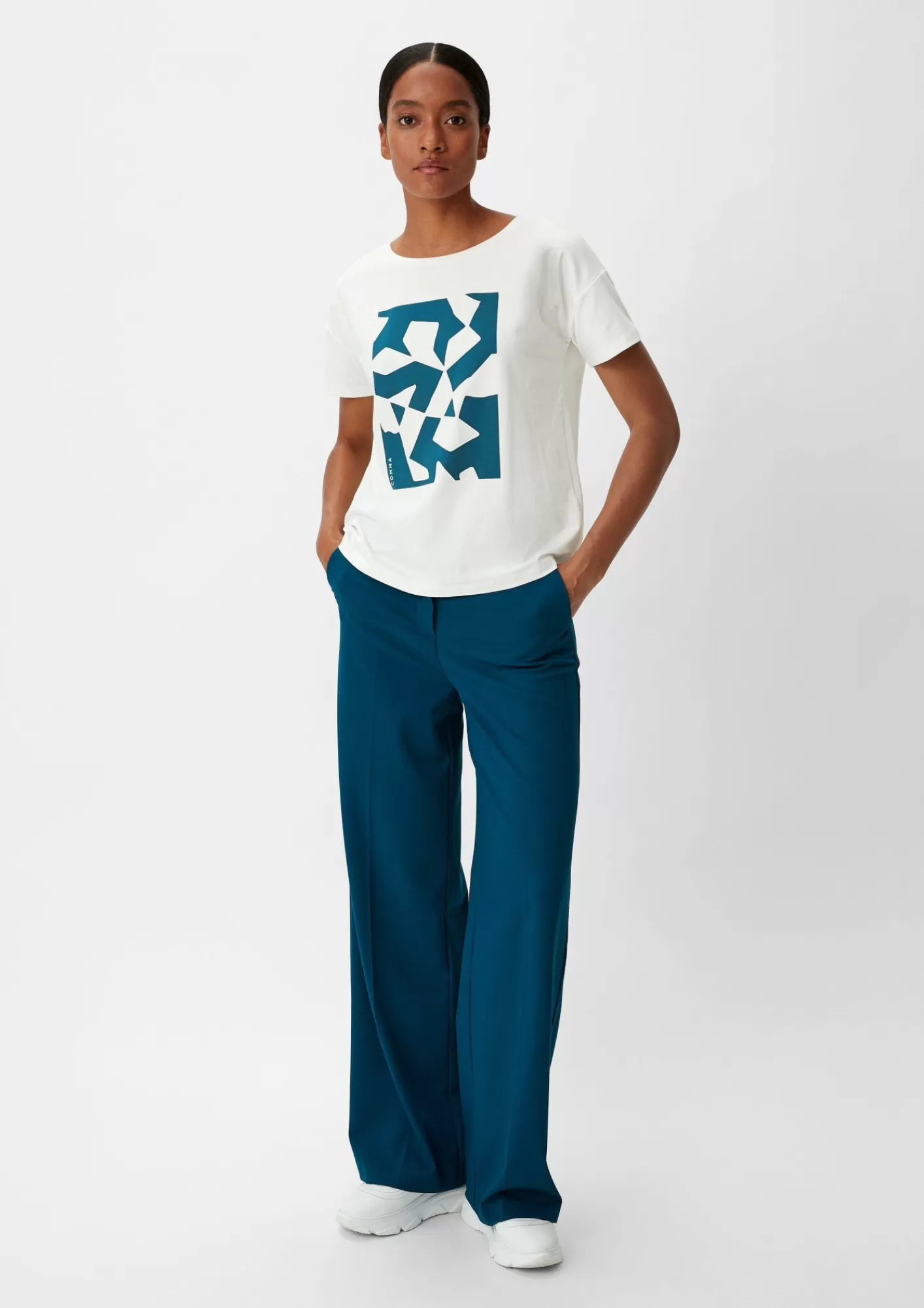 Online Comma T-Shirt Aus Modalmix
