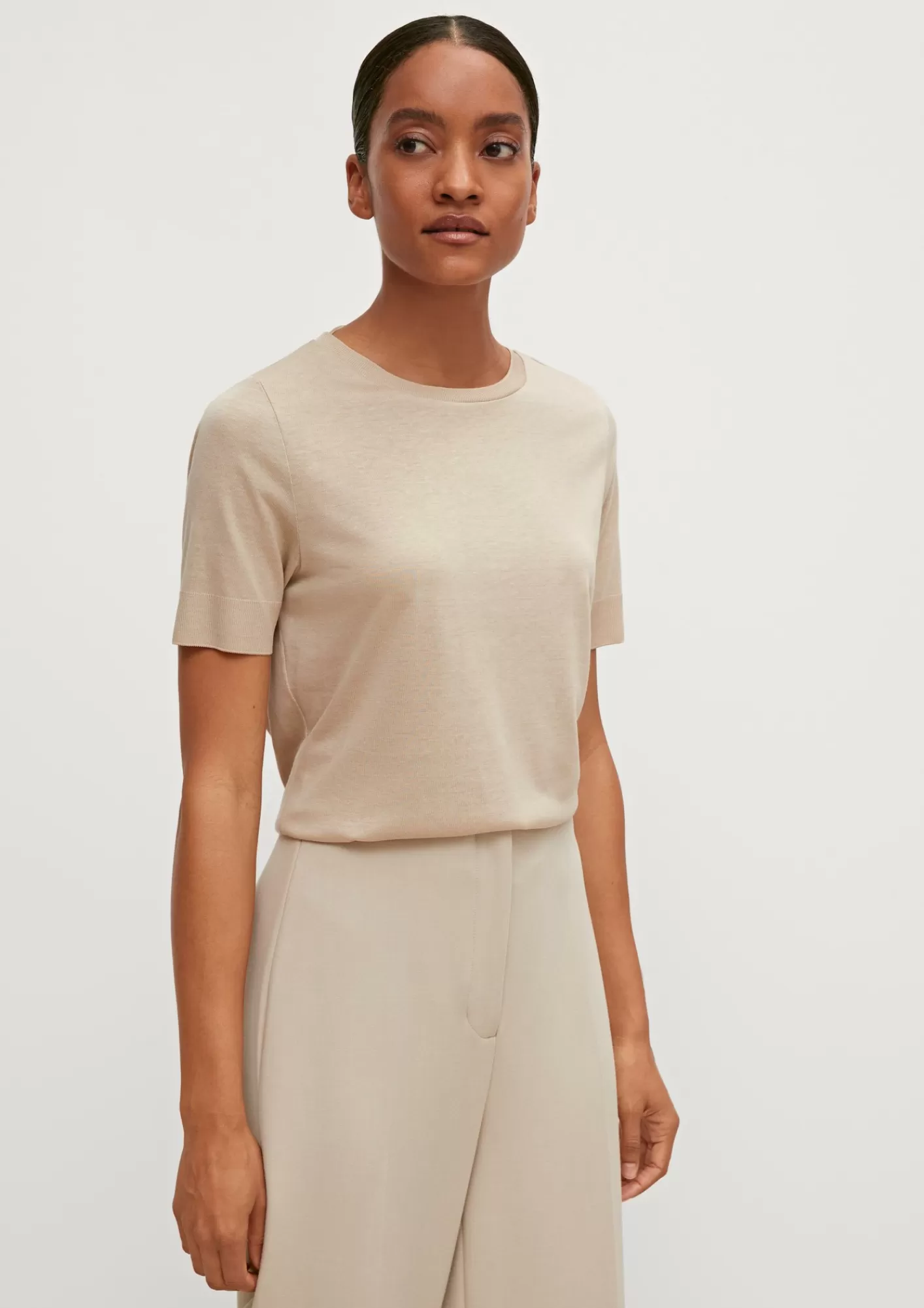 Online Comma T-Shirt Aus Strickjersey