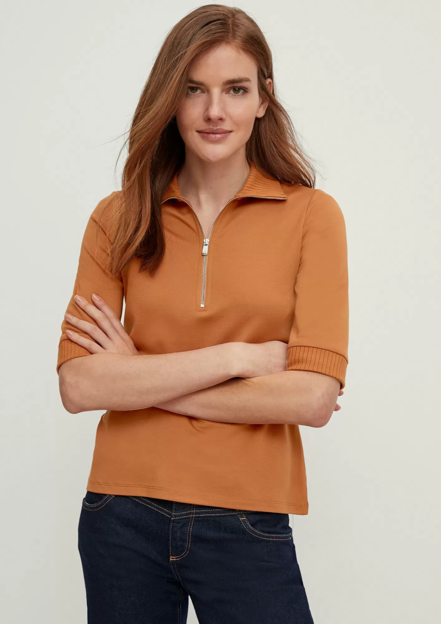Fashion Comma T-Shirt Im Troyer-Stil