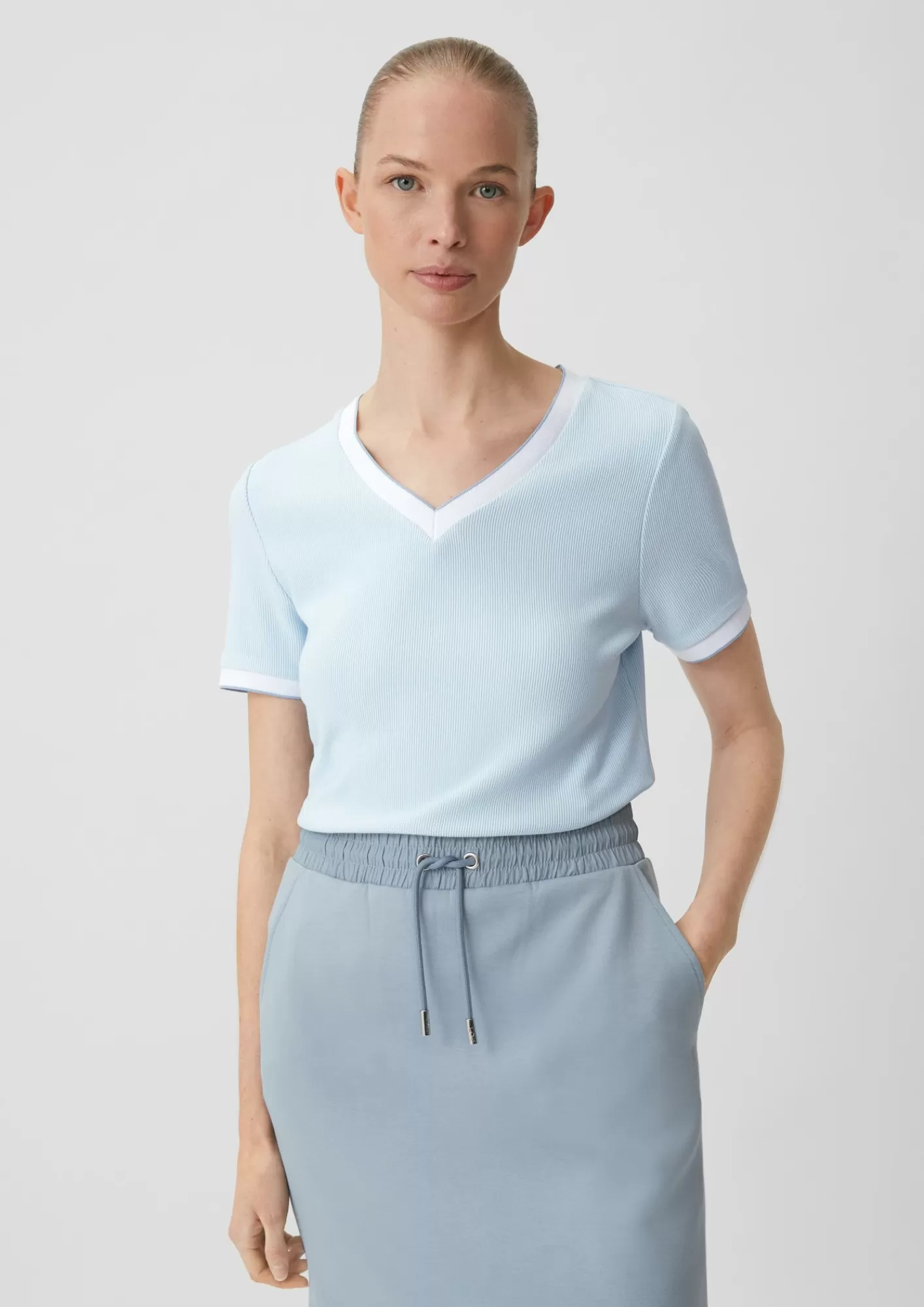 Outlet Comma T-Shirt Mit Rippstruktur