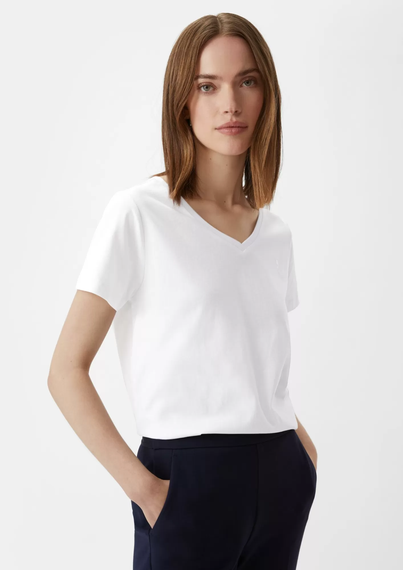 Clearance Comma T-Shirt Mit V-Ausschnitt
