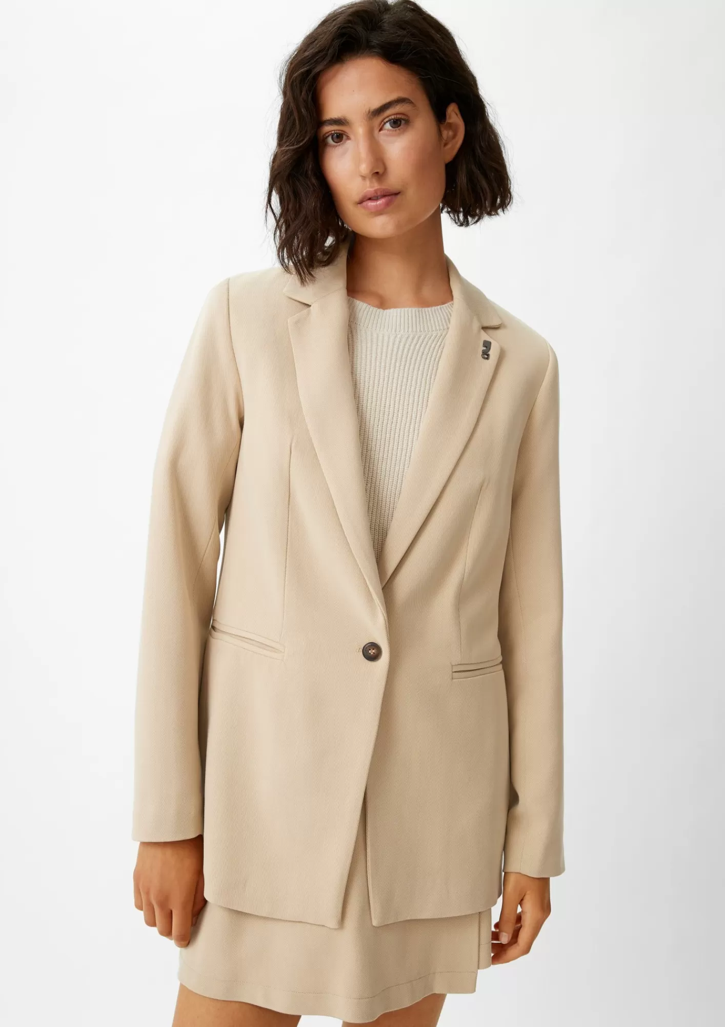 Hot Comma Twill-Blazer Mit Logo-Detail