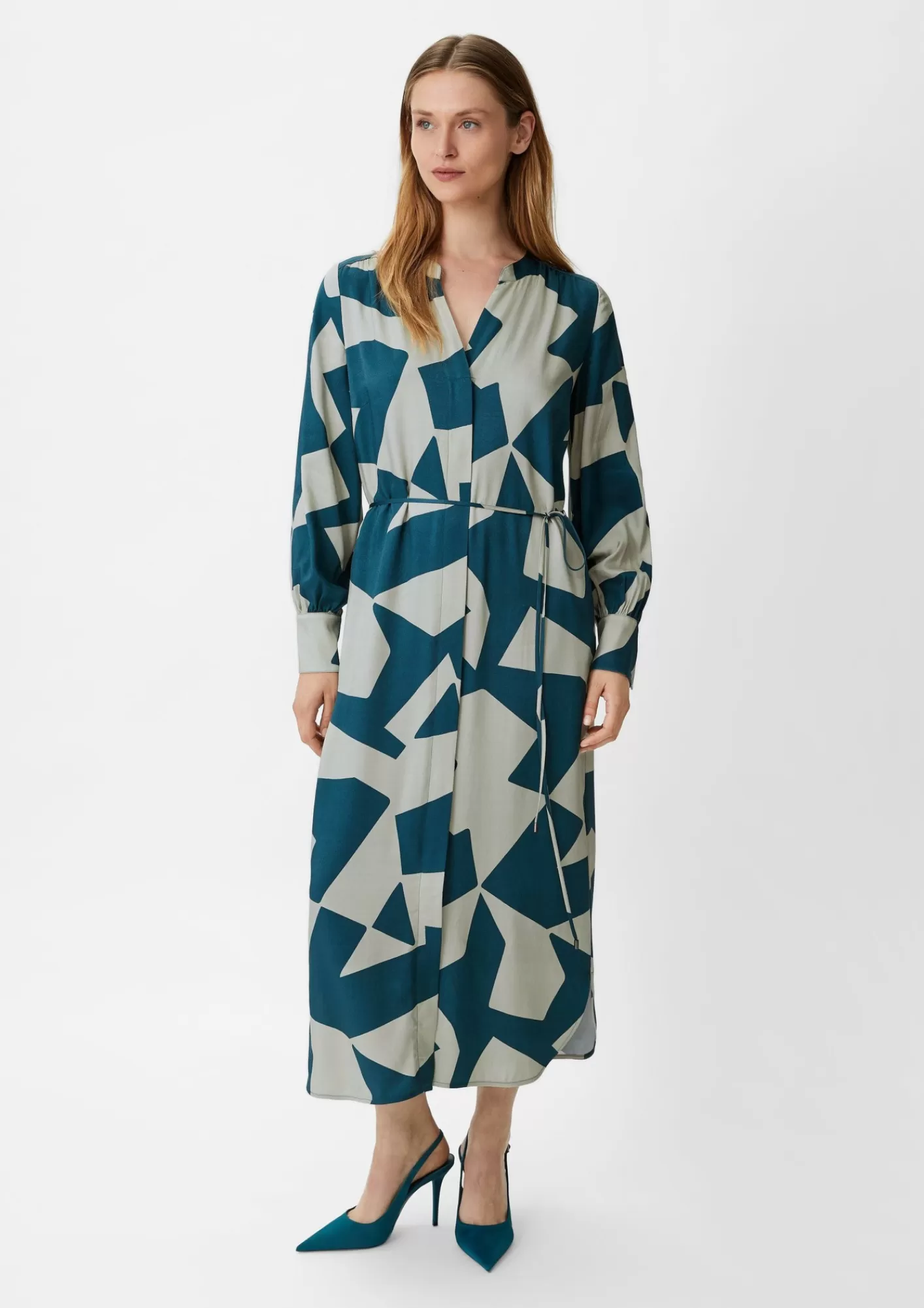 Fashion Comma Twill-Kleid Mit Stoffgurtel