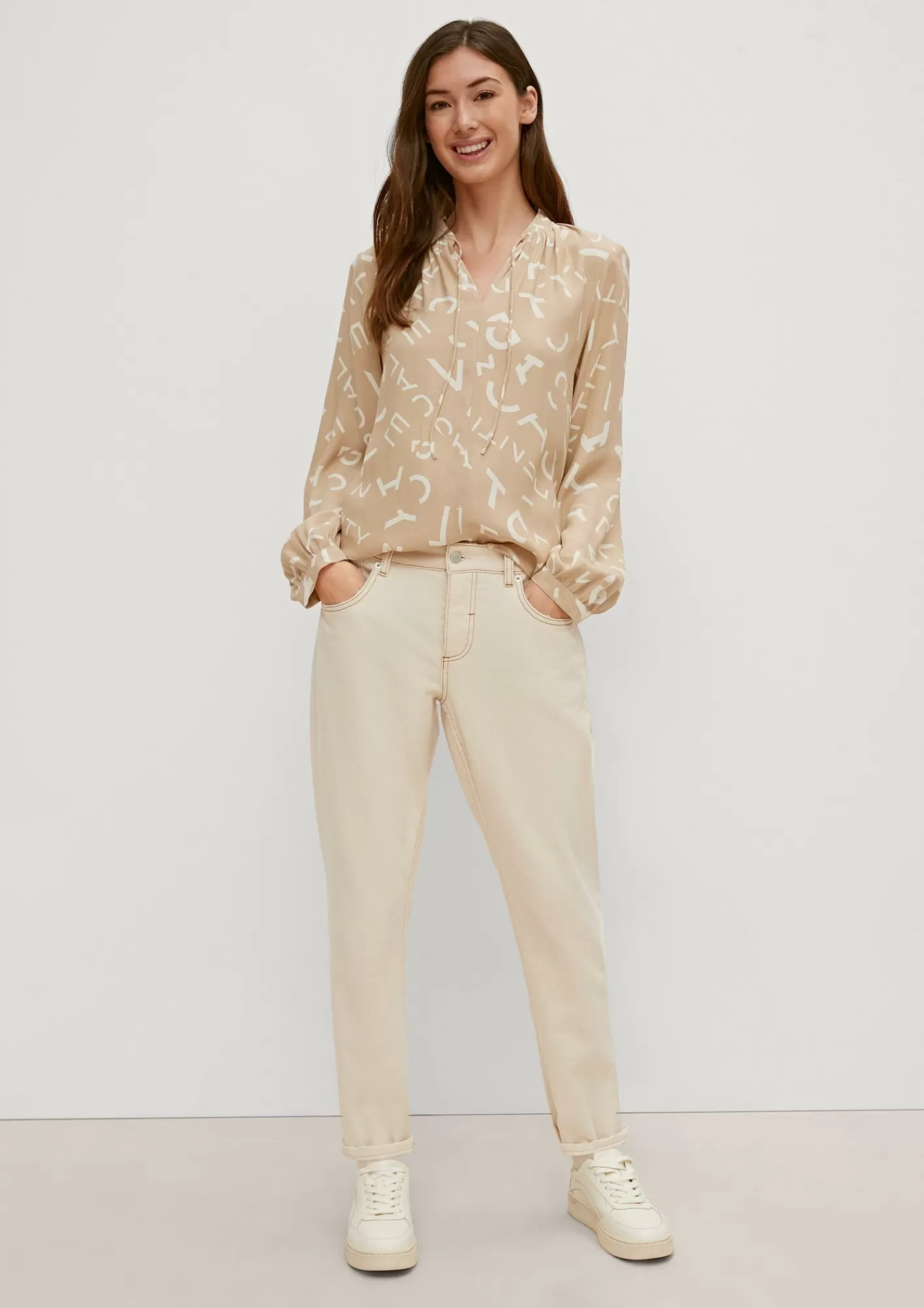 Hot Comma Viskosebluse Mit Allover-Muster