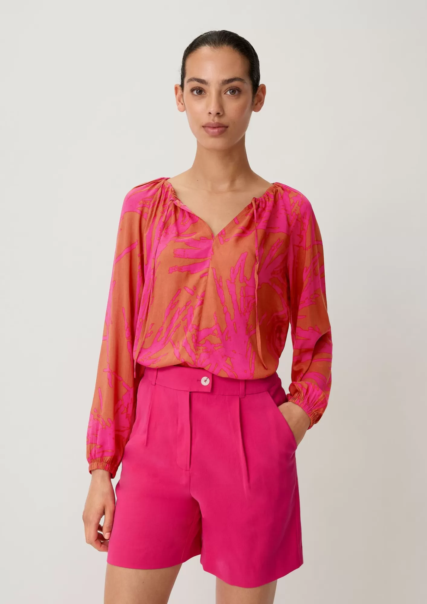 Cheap Comma Viskosebluse Mit All-Over-Print