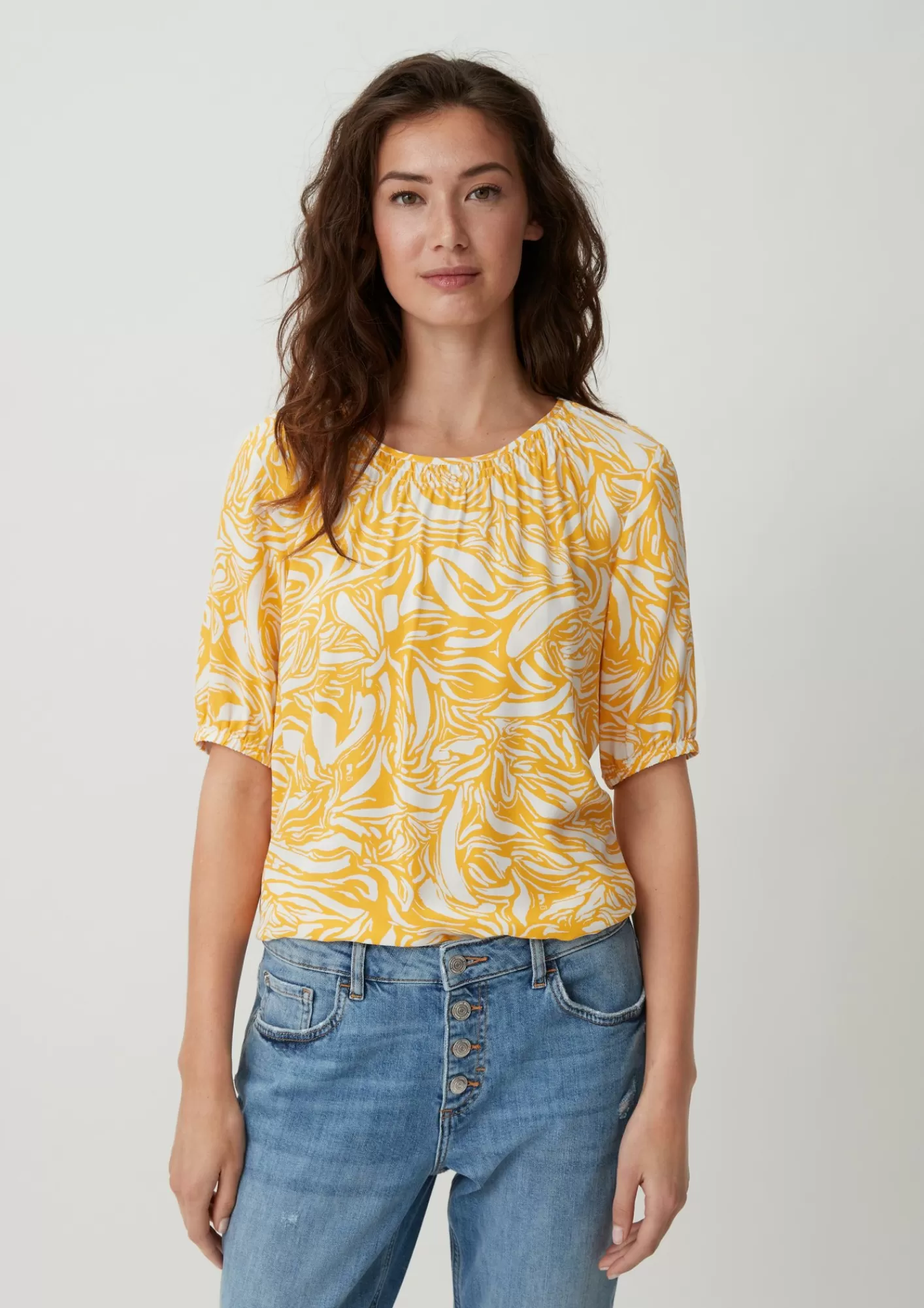 New Comma Viskosebluse Mit Crepestruktur