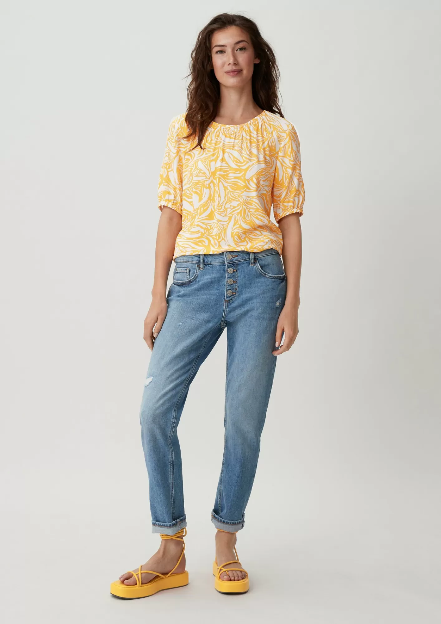 New Comma Viskosebluse Mit Crepestruktur