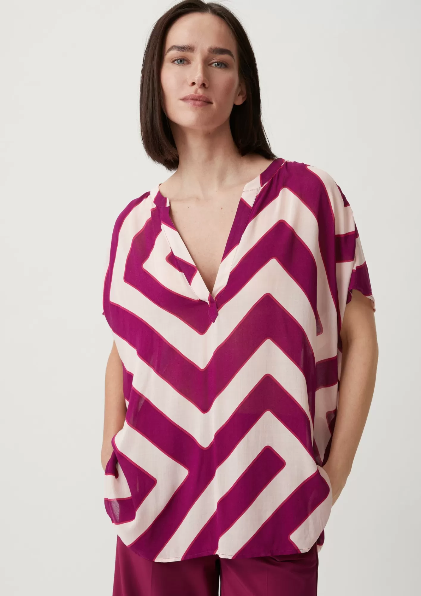 New Comma Viskosebluse Mit Raffung