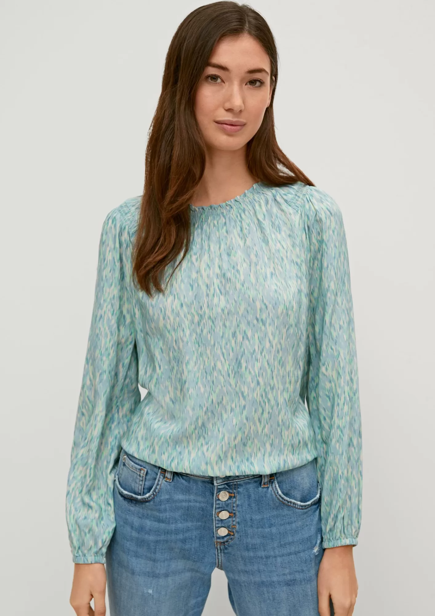 Cheap Comma Viskosebluse Mit Smok-Details