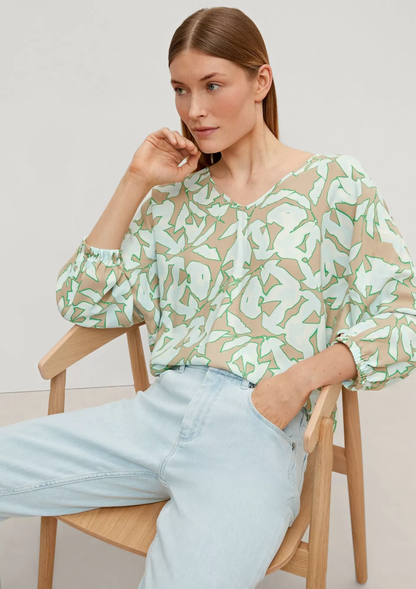 Shop Comma Viskosebluse Mit V-Ausschnitt