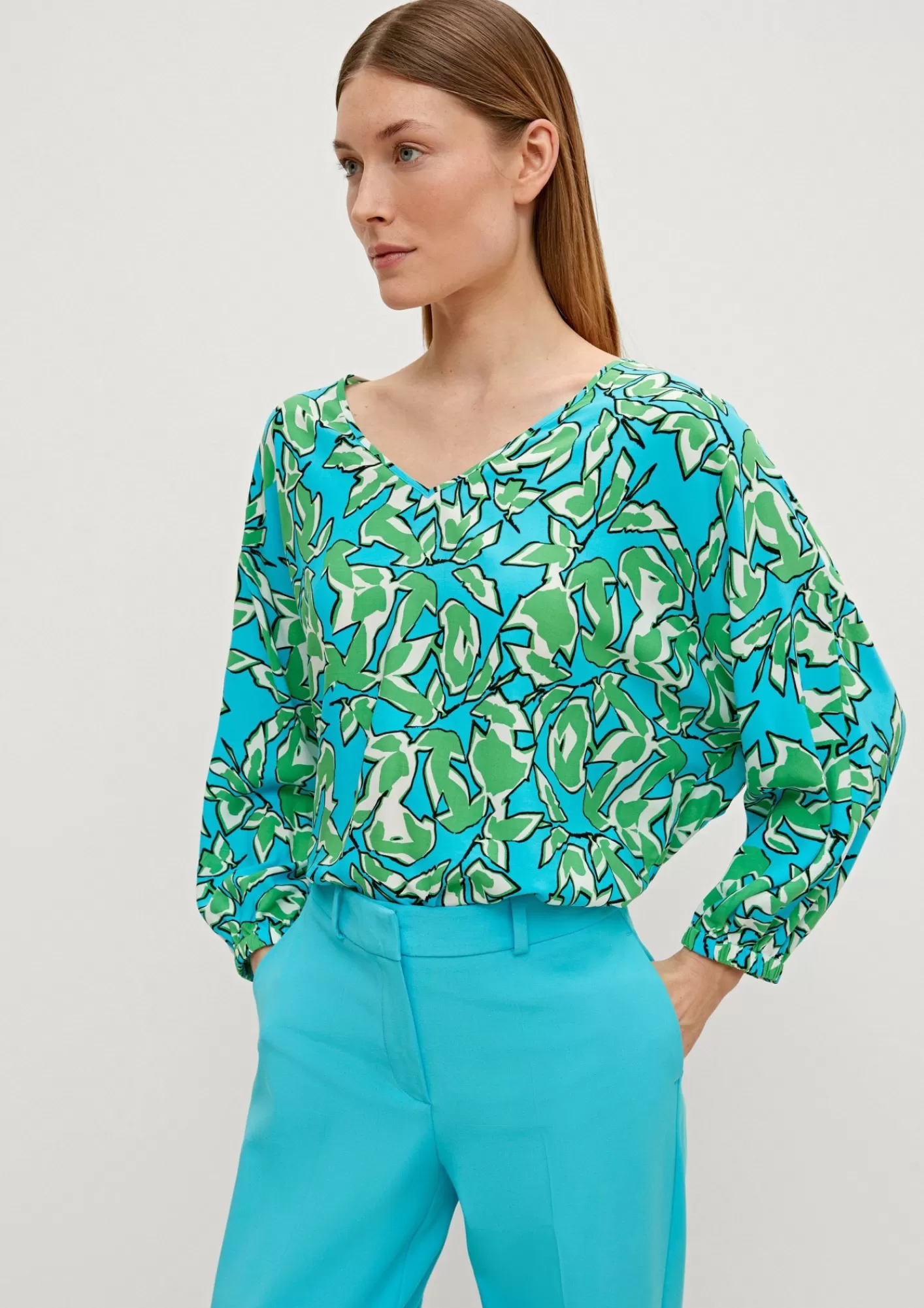 Best Comma Viskosebluse Mit V-Ausschnitt