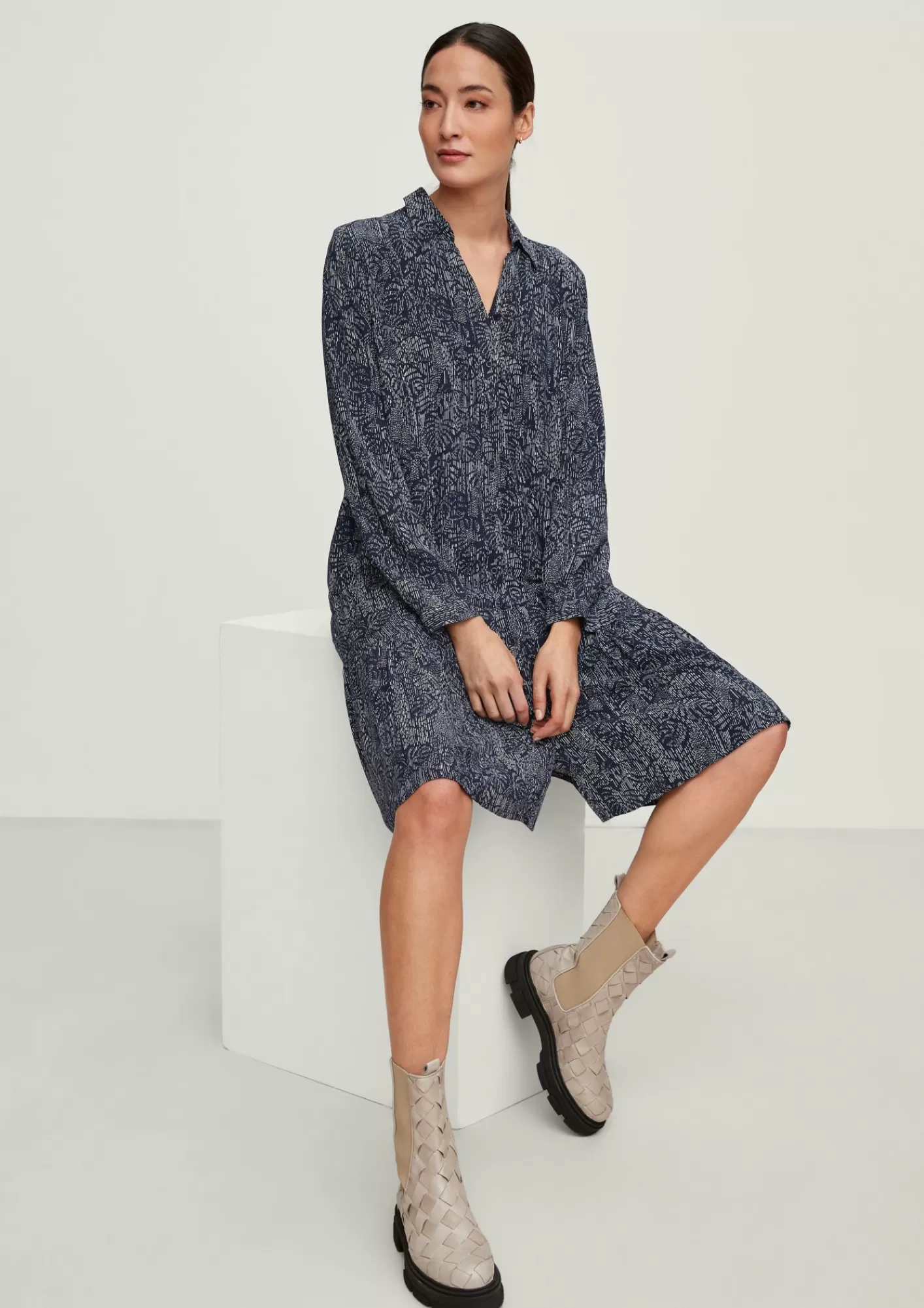 Sale Comma Viskosekleid Mit Allovermuster