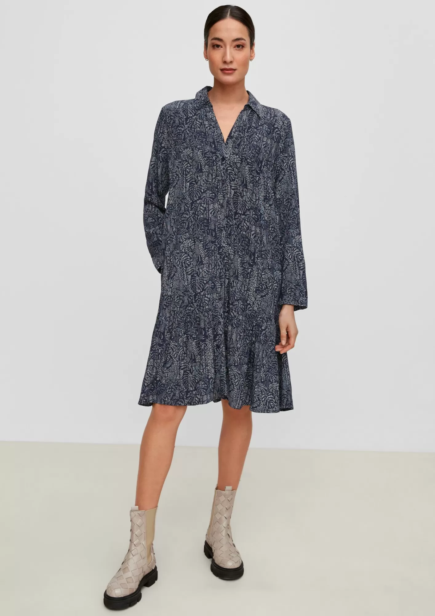 Sale Comma Viskosekleid Mit Allovermuster