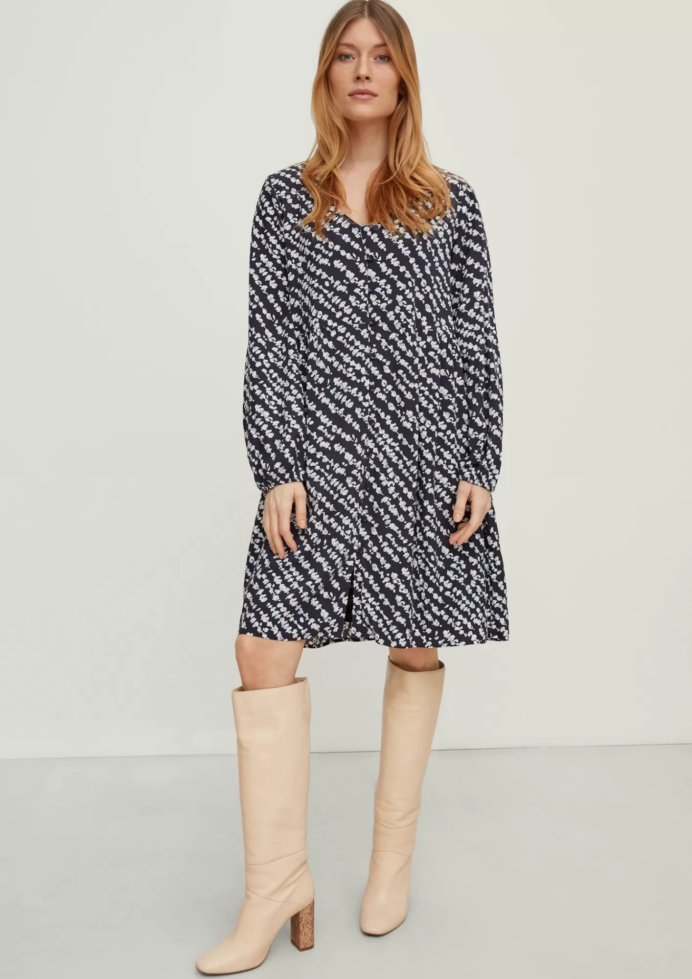 Clearance Comma Viskosekleid Mit Allover-Muster