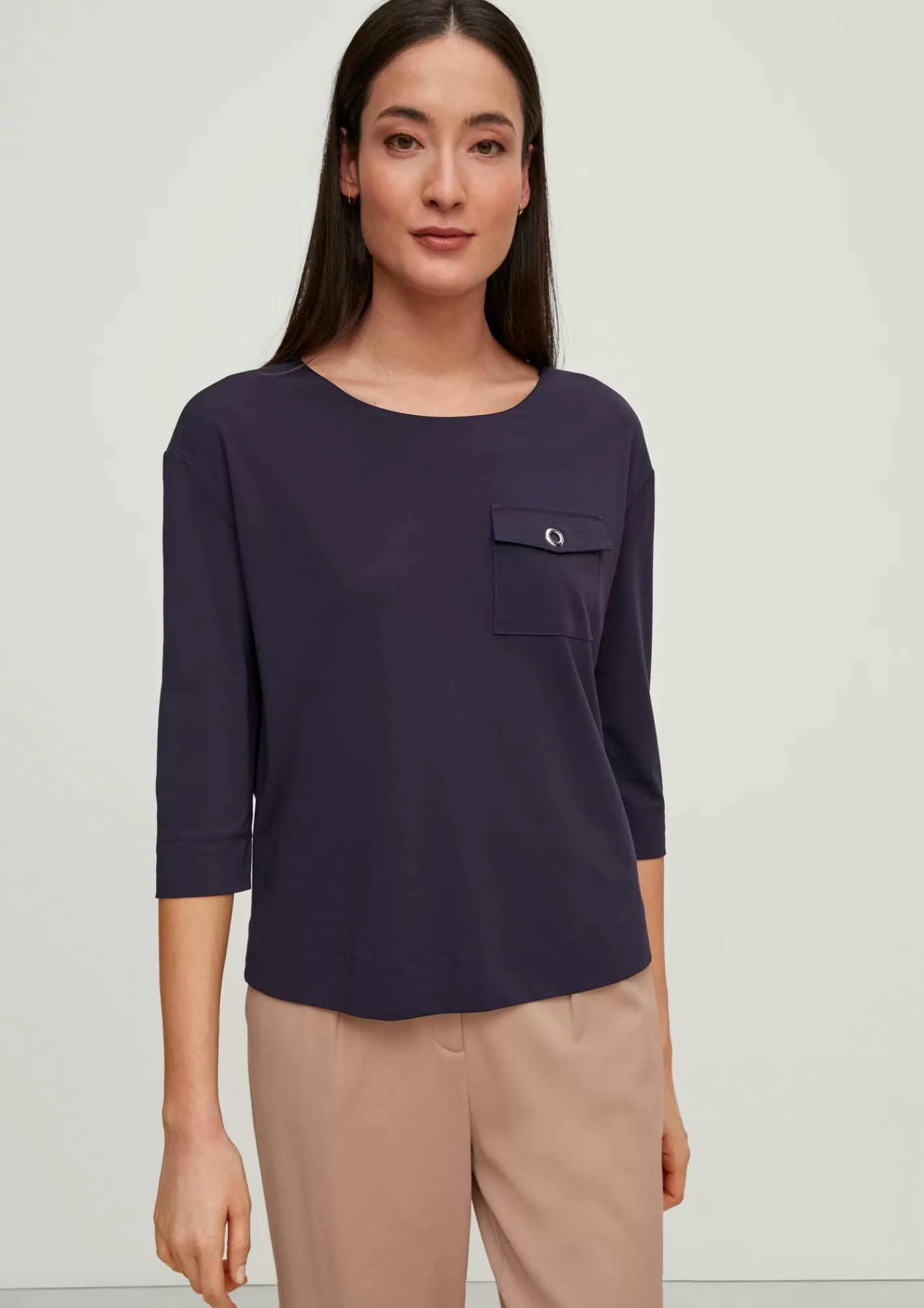 New Comma Viskoseshirt Mit Aufgesetzter Brusttasche