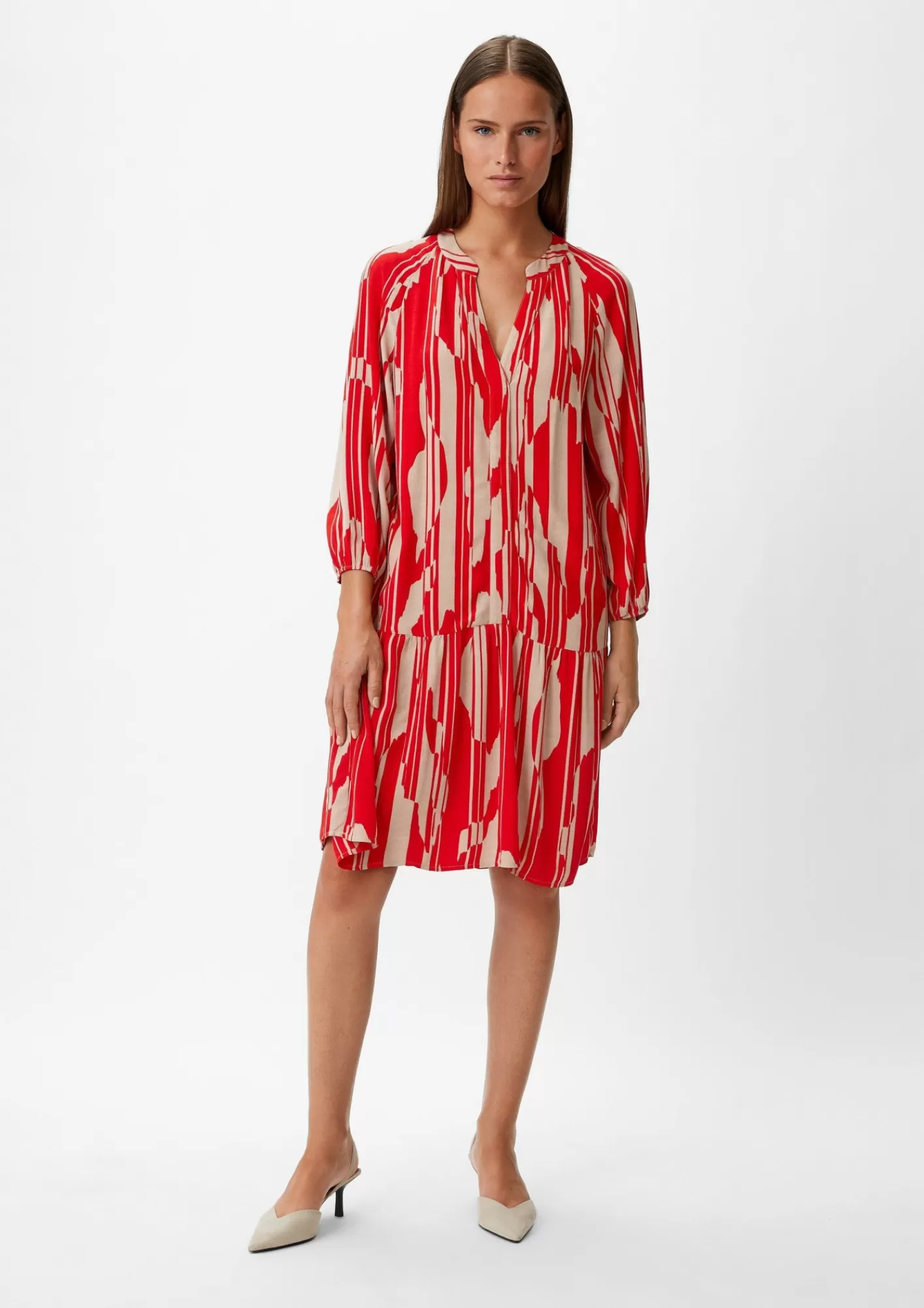 New Comma Volantkleid Aus Viskose