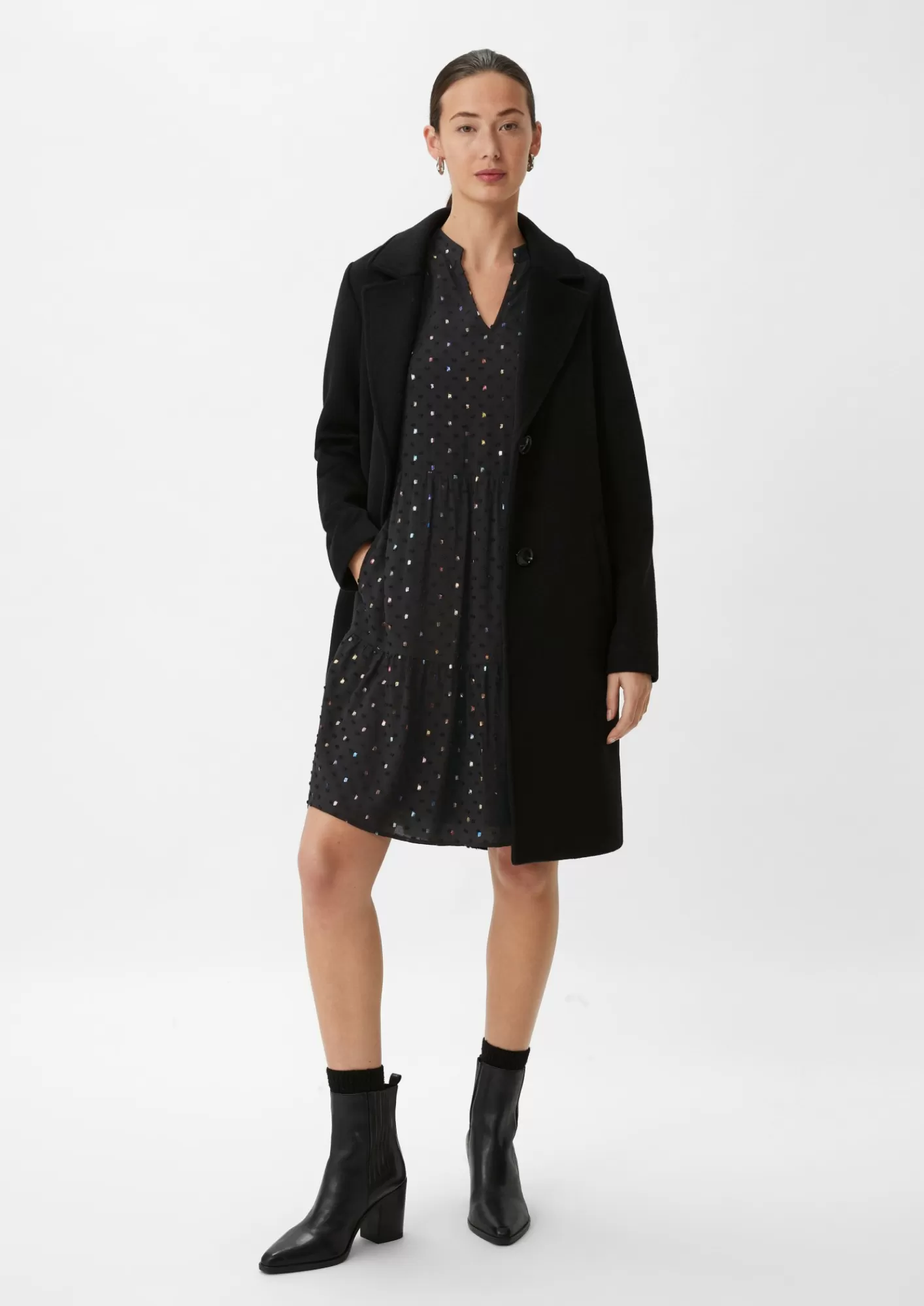 Fashion Comma Volantkleid Mit Allover-Effektprint