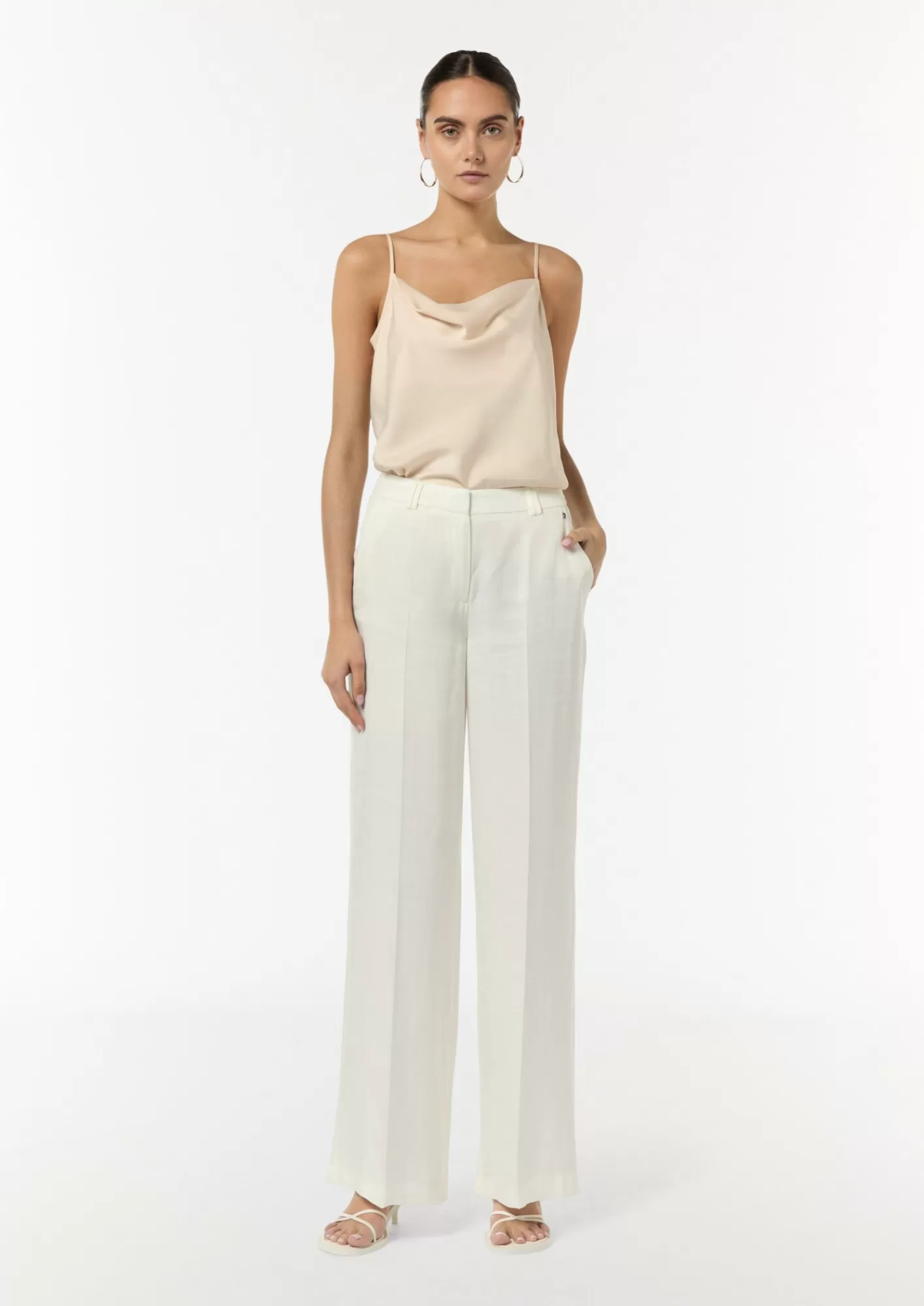 Discount Comma Wide-Leg-Hose Aus Leinenmix