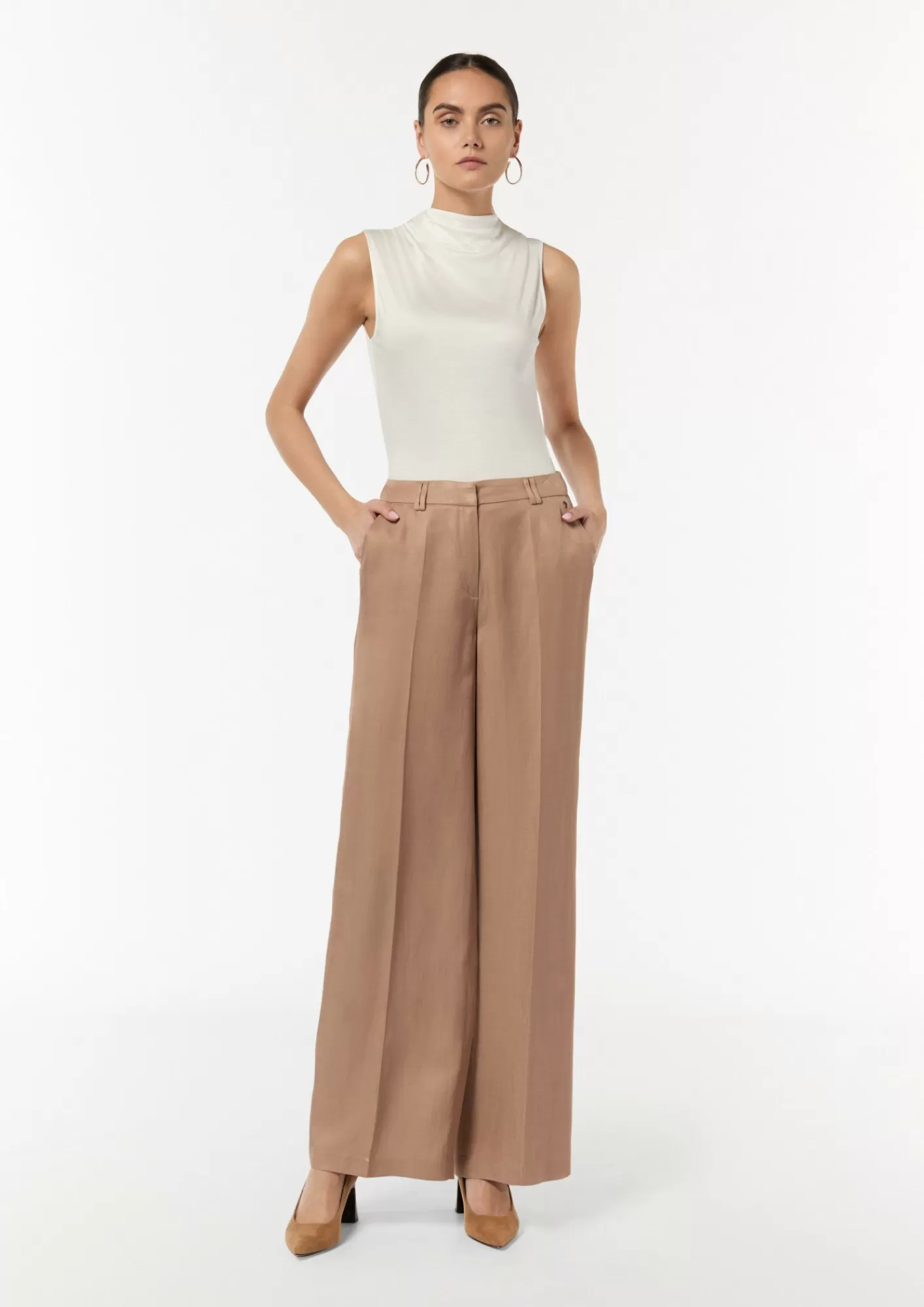Store Comma Wide-Leg-Hose Aus Leinenmix