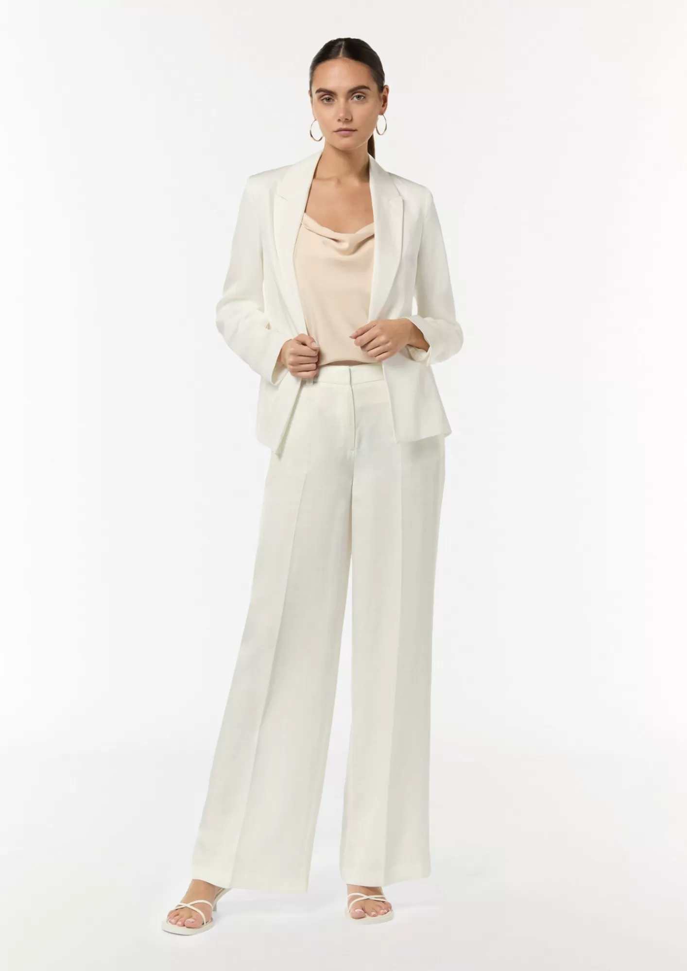 Discount Comma Wide-Leg-Hose Aus Leinenmix